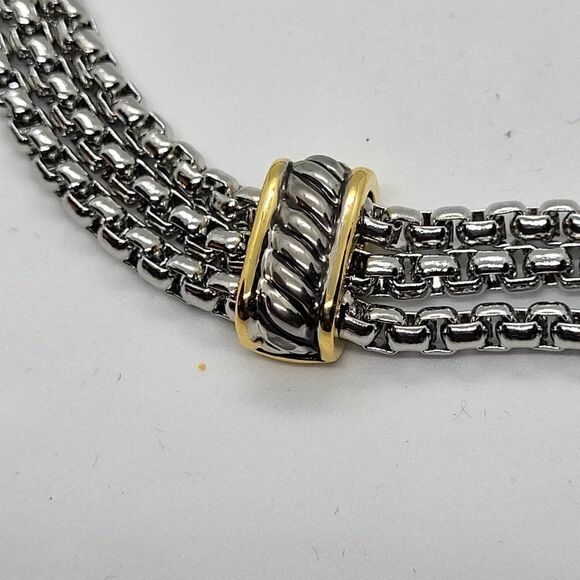 NEW, ELITE JEWELRY STUDIO, TWO-TONE 3 TIER MAGNETIC NECKLACE SM7269 - Picture 4 of 5